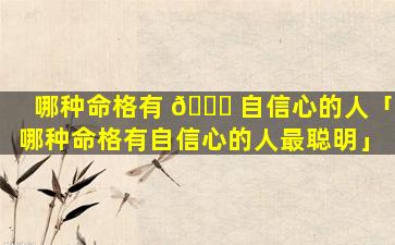 哪种命格有 🐎 自信心的人「哪种命格有自信心的人最聪明」